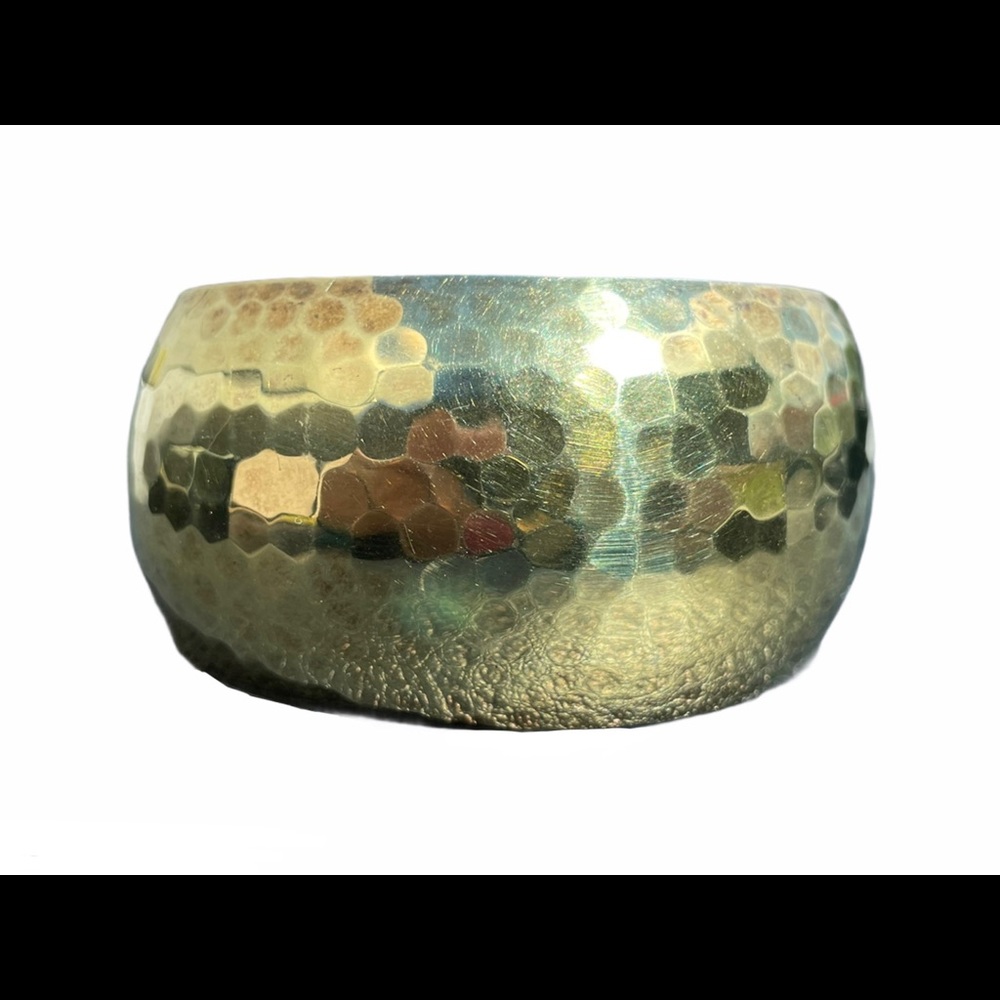 Milor Sterling Silver Wide Hammered Cuff Bracelet